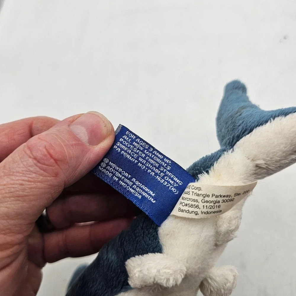 Newport Aquarium Shark Plush Stuffed Animal Toy Small Blue Soft Washable Cute